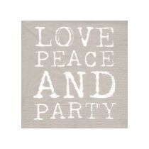 LOVE PEACE AND PARTY harmaa servetti