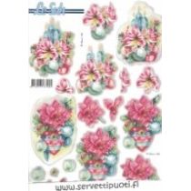 KYNTTILÄT, JOULUPALLOT ja AMARYLLIS  STANSSATTU 3-D arkki LeSuh091