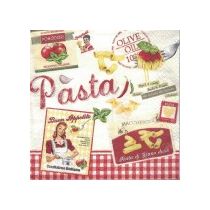 PASTAA ja TOMAATTEJA KEITTIÖÖN vintage servetti