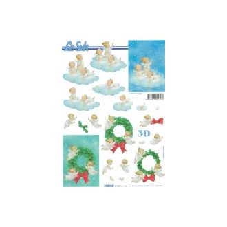 3 ENKELIÄ ja KRANSSI joulu 3-D arkki LeSuh 922