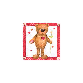 NALLE ja KUKKA pun pilkkureuna servetti